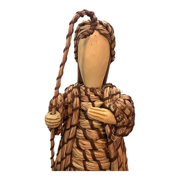 Wood & Wicker Mary Joseph & Baby Jesus Figurines 15" Christmas Nativity Set - Picture 7 of 7